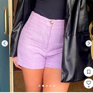 Zara purple tweed shorts